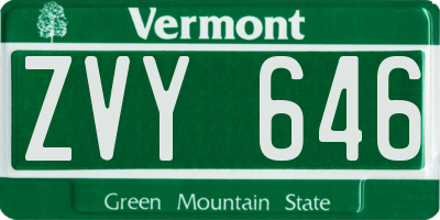 VT license plate ZVY646