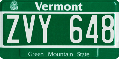 VT license plate ZVY648