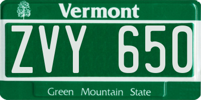 VT license plate ZVY650