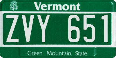 VT license plate ZVY651