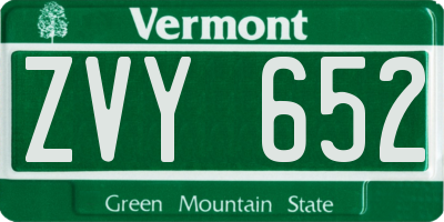 VT license plate ZVY652