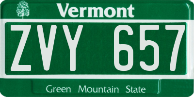 VT license plate ZVY657