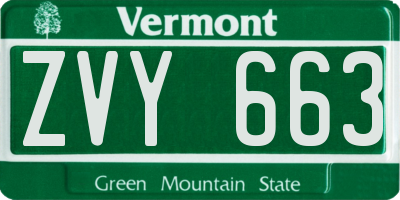 VT license plate ZVY663