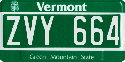 VT license plate ZVY664