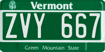 VT license plate ZVY667
