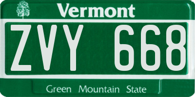 VT license plate ZVY668