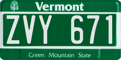 VT license plate ZVY671