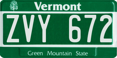 VT license plate ZVY672