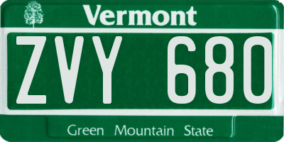 VT license plate ZVY680