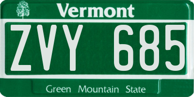 VT license plate ZVY685