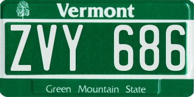 VT license plate ZVY686