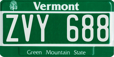 VT license plate ZVY688