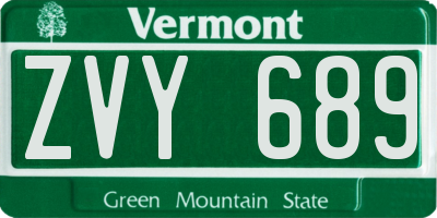 VT license plate ZVY689