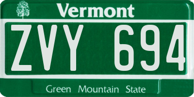 VT license plate ZVY694