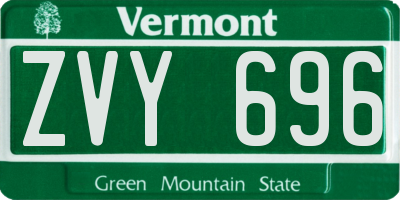 VT license plate ZVY696
