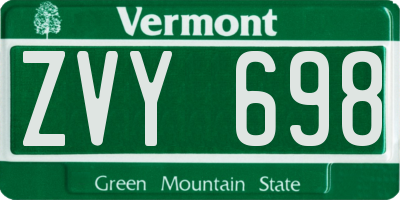 VT license plate ZVY698