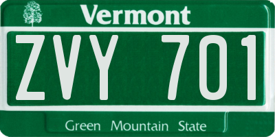 VT license plate ZVY701