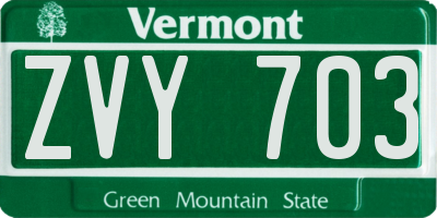 VT license plate ZVY703