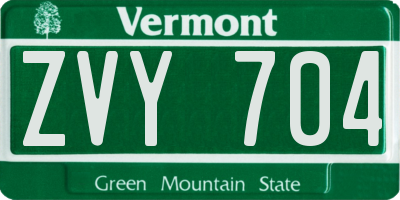 VT license plate ZVY704