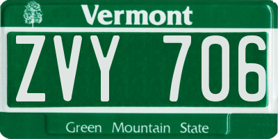 VT license plate ZVY706