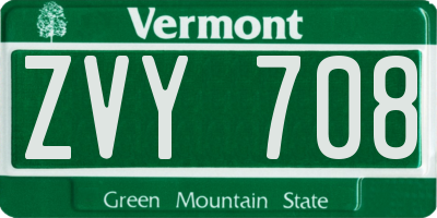 VT license plate ZVY708