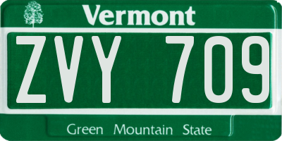 VT license plate ZVY709