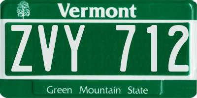 VT license plate ZVY712