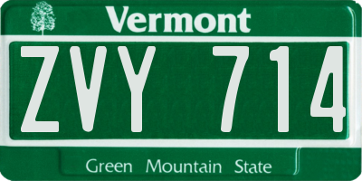 VT license plate ZVY714