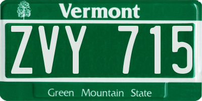 VT license plate ZVY715
