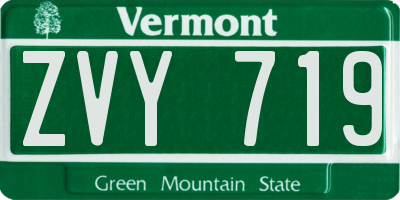 VT license plate ZVY719