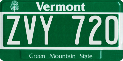 VT license plate ZVY720