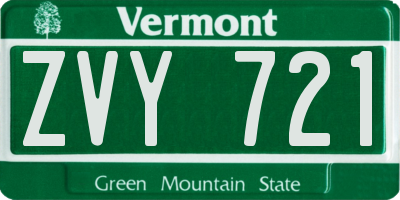 VT license plate ZVY721