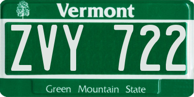 VT license plate ZVY722