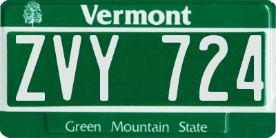 VT license plate ZVY724