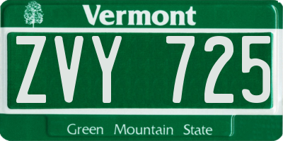 VT license plate ZVY725