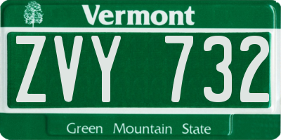 VT license plate ZVY732