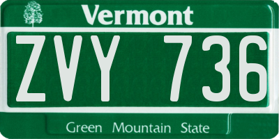 VT license plate ZVY736