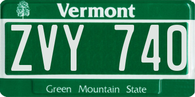 VT license plate ZVY740