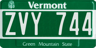 VT license plate ZVY744