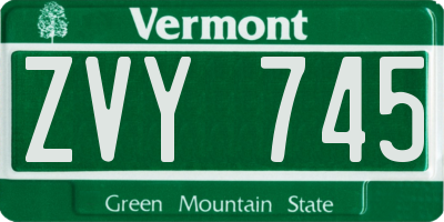 VT license plate ZVY745