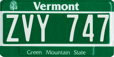 VT license plate ZVY747