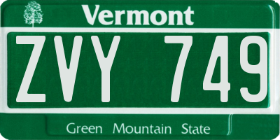 VT license plate ZVY749