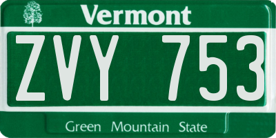 VT license plate ZVY753