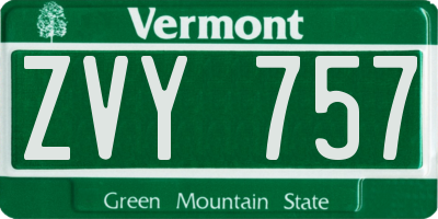 VT license plate ZVY757