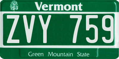 VT license plate ZVY759