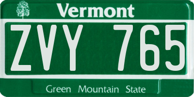 VT license plate ZVY765