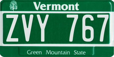 VT license plate ZVY767