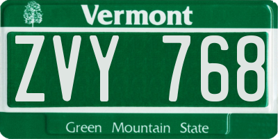 VT license plate ZVY768