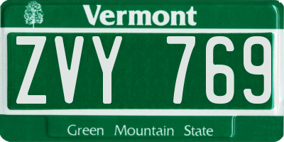 VT license plate ZVY769