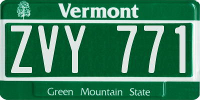 VT license plate ZVY771